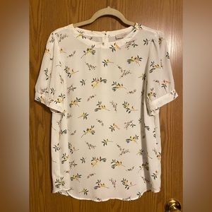 See through-ish white blouse. Button detail closure down the back